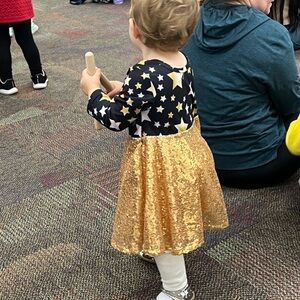 Gold and Black Starry Kids Formal Dress